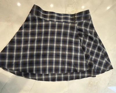 Falda a cuadros para mujer Lane Bryant marrón azul blanco talla 26 cierre de botones Foto 1 de 4