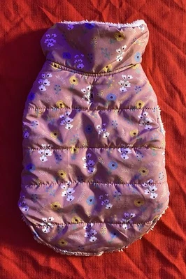 Pink Floral Padded Dog Coat Sherpa Lined Size Small - Image 1 of 4