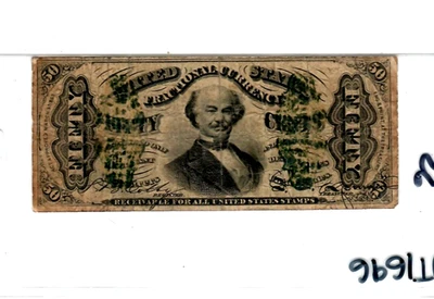 50 CENT (GREEN REVERSE) "GENERAL SPINNER" FR-1331 (1800'S)  (FR-1331)  "SPINNER" - Image 1 of 2