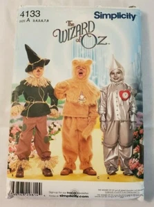 Simplicity 4133 Pattern Wizard of Oz Costumes Lion Scarecrow Tin Man New - Picture 1 of 2