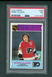Carta Topps Hockey 1975 - #286 Bobby Clarke All-Star, PSA 7 NM - Foto 1 di 2