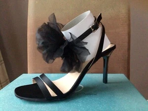 Betsey Johnson black Ankle Strap Shoes With Large Corsage - Size 6 - New In Box - Picture 1 of 14