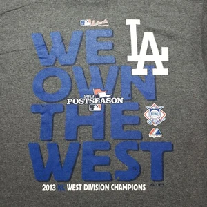 L.A. Dodgers Shirt Mens Large Gray 2013 Post Season Division Champions Tee MLB - Picture 1 of 11