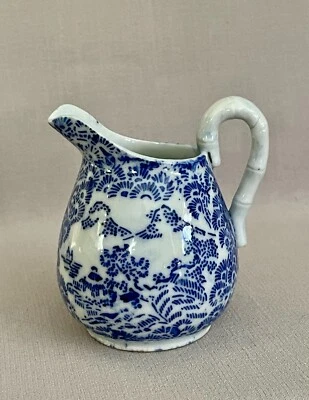 Antique Japanese Seto Ware Cream Pitcher - Blue Transfer Porcelain - Image 1 of 4