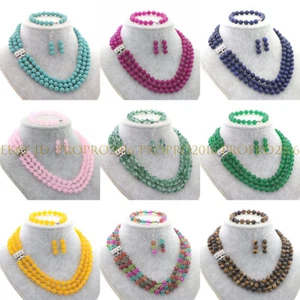 Lots 3 Rows Natural Multiple 6/8/10/12mm Round Gems Beads Handmade Jewelry Set - Picture 1 of 17