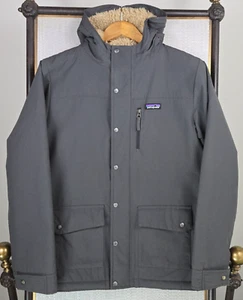PATAGONIA Boys 16-18 2XL Sherpa Lined Hooded Winter Jacket Full Zip Gray - Picture 1 of 16