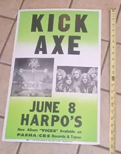 KICK AXE concert Poster JUNE 8 1984 HARPOS DETROIT MICHIGAN metal CARDBOARD VTG - Picture 1 of 3