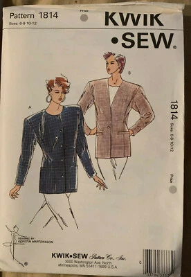 Kwik Sew Sewing Pattern 1814 Size 6 8 10 12 Misses' Princess line Jacket - Image 1 of 2