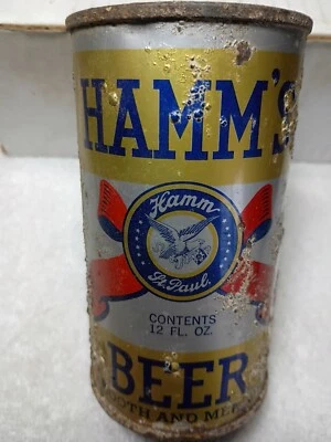 Lata de cerveza Hamms OI instrucciones de apertura tapa plana, VACÍA Foto 1 de 4