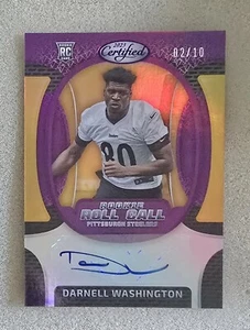 2023 Panini Certificato DARNELL WASHINGTON Rookie Roll Call Auto #/10 Steelers RC - Foto 1 di 2
