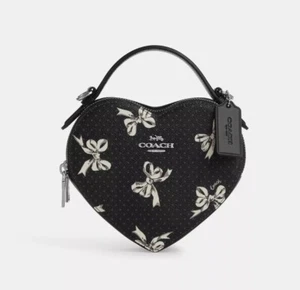 Coach Heart Crossbody Bag With Bow Print CAA99 Black Multi NWT - Picture 1 of 8