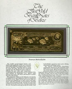 22kt Gold $50 Belize 1981 Banknote- BUTTERFLYFISH - RARE UNC - Picture 1 of 1