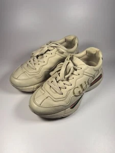 Gucci Rhyton Logo Sneakers - Ivory Leather with Web Stripe | EU 35 | RP: $1,150 - Picture 1 of 9