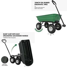 Lawn Tractor Yard Dump Cart Mower Trailer Garden Wagon Utility Wheelbarrow Us