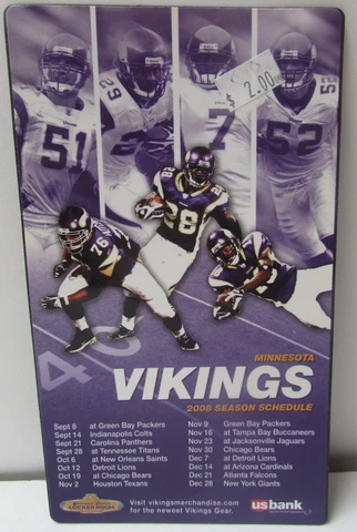 2008 Minnesota Vikings (NFL) - Refrigerator Magnet Schedule Cover