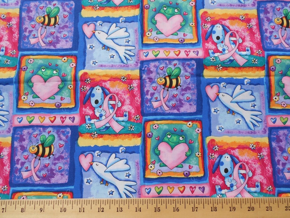 Pink Ribbon Breast Cancer Awareness Timeless Treasures Fabric GAIL Peace Dove - Image 1 of 1