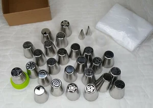 Piping Tips Set Nozzles Cake Cupcake Decorating Bags Collars 28 Tips Pictures - Picture 1 of 4