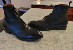 Beckett Simonon Black Leather Boots Elliot Balmoral Cap toe Dress Men's Size 13 - Picture 1 of 8