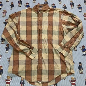 Vintage Burberrys of London kariertes geknöpftes Hemd Erwachsene LARGE beige L/S Baumwolle USA - Bild 1 von 7