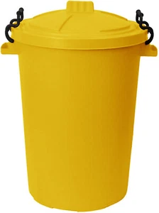 Cubo de basura de plástico de alta resistencia 50L con tapa de bloqueo hogar jardín cubo de basura, amarillo - Imagen 1 de 11