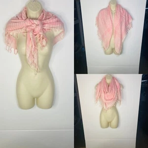 Sciarpa donna a quadri griglia rosa a quadri pied de poule frange preppy morbida - Foto 1 di 4