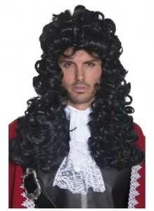 Long Black Curly Pirate Captain Wig Pk 1 - Picture 1 of 1
