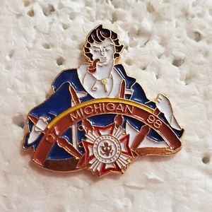 De colección VFW 1997-98 Michigan State Seal Logo Marinero Solapa Sombrero Prendedor Tie Tac - Imagen 1 de 3