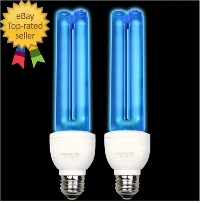 2 Pack UV Light Bulb with Ozone 25 Watt UVC Bulb 185Nm/254Nm E26 2 Count - Image 1 of 4