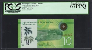 Nicaragua 10 Cordobas 26-3-2014 P209a Uncirculated Grade 67 - Picture 1 of 2