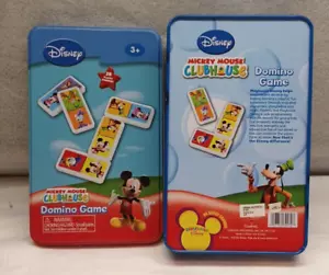 Mickey Mouse Clubhouse Domino Game w/ Tin Box 28 Plastic Cardinal Interactive - Picture 1 of 13