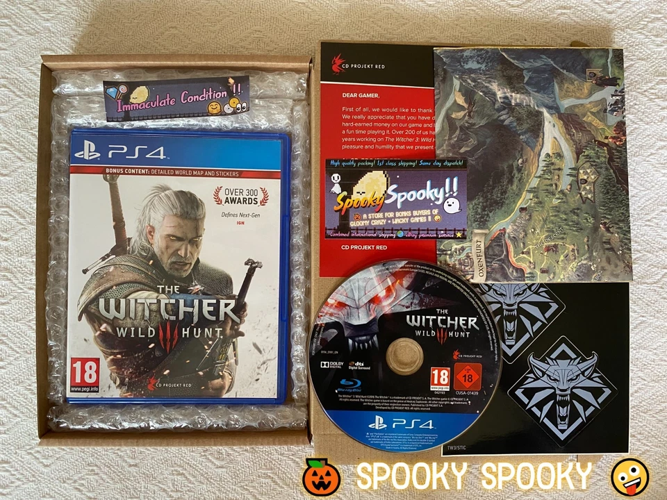 The Witcher 3 Wild Hunt Sony PS4 - UK PAL Immaculate with Map & Natural Disc - Image 1 of 4
