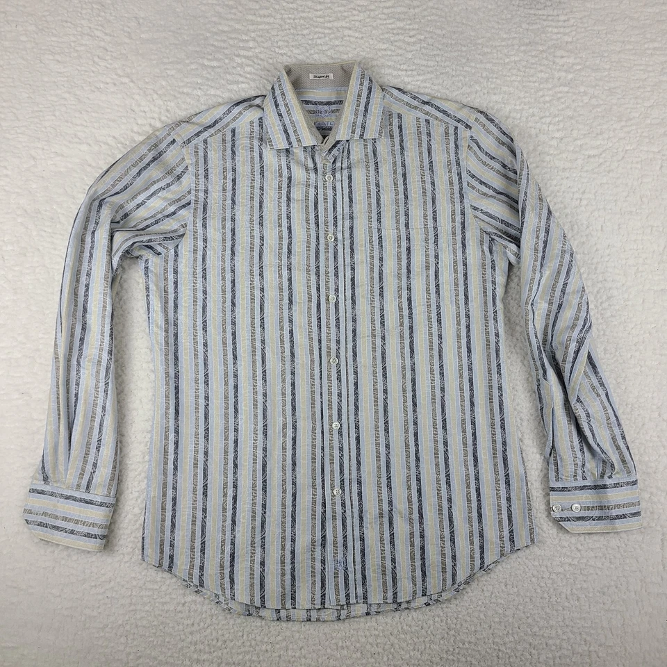 Camisa de vestir Bugatchi Uomo para hombre a rayas medianas en forma de cachemir calce abotonado Foto 1 de 4