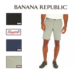 Banana Republic Men's Flat Front Shorts Branded Rubberized Logo | K13 - Picture 1 of 18