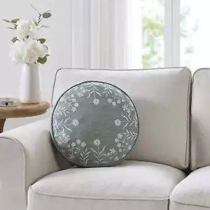 16" My Texas House Clark Dusty Green Cotton Slub Round Decorative Pillow,New - Picture 1 of 5