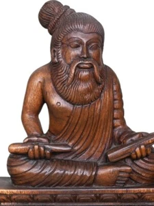 Thiruvalluvar Statue – Indian Literature Icon – 11.5"x10"x3" Wood Art - Picture 1 of 5