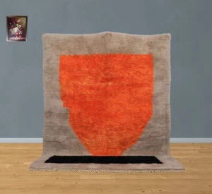 orange and black rug - beni ourain orange - beni ourain colorful - light brown - Picture 1 of 4