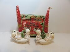 Vintage 1960 pair of Napco baby angel candle holders with candles original box