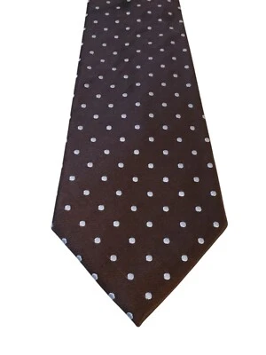 Corbata Kenneth Roberts Platino Cuello Hombre Diseñador Lujo Marrón Azul Lunares Seda Foto 1 de 4