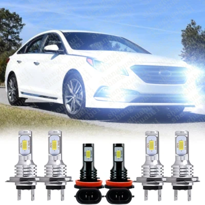 For Hyundai Sonata 2011-2014 6X LED Headlight High Low Beam Fog Light Bulbs A+++ - Image 1 of 4