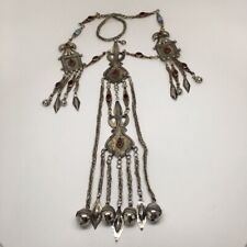 232 Grams Old Vintage Afghan Turkmen Tribal Gold-Gilded Pendant Necklace,TN93