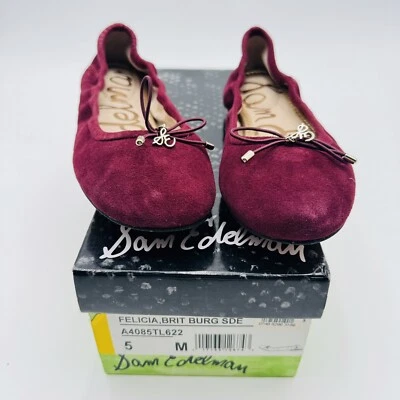 Sam Edelman Felicia Ballet Pisos Borgoña Gamuza Arco Dije Talla 5 Foto 1 de 4