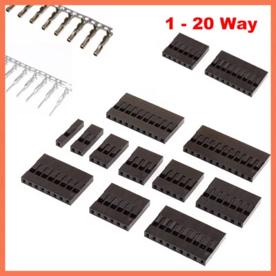 Dupont 2.54mm Connector Housing & Male Female Crimp Terminals,1,2,3,4,5...20 Way - Image 1 of 4