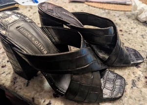 alice & olivia shoes, all leather slide/sandels - size 6.5 M, Black - Picture 1 of 5