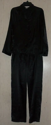 NUEVO CONJUNTO DE PIJAMA DE SATÉN NEGRO ELEGANTE PARA MUJER gilligan & o'malley talla s Foto 1 de 2