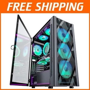 Boîtier PC Gaming Maille Polygonale Avancé, 6 Ventilateurs ARGB et USB 3.0 pour Transferts Rapides - Photo 1/8
