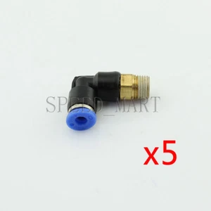 5pcs 1/8 BSPT Male Thread 90 Degree Elbow Pipe Quick Fittings 4mm PL4-01 - Picture 1 of 3