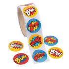 100 -  Superhero Roll Stickers - Birthday Party Favor Teacher Labels Fun Bag