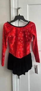 Beautiful Girls Ice Skating Long Sleeves Dress Red/Black Sz 12-14 - Picture 1 of 4