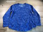 St John's Bay Shirt Top Blouse Size L Women Blue Fleece