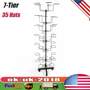 Soporte Sombrero Gorra Exhibición Ajustable Hierro Perchero Negro Soporte 35 Sombreros Tienda Minorista - Imagen 1 de 15